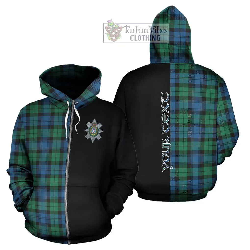 Black Watch Ancient Tartan Hoodie with Family Crest and Half Of Me Style