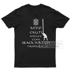 Black Watch Clan Men's T-Shirt: Keep Calm and Let the Clan Handle It Caber Toss Highland Games Style