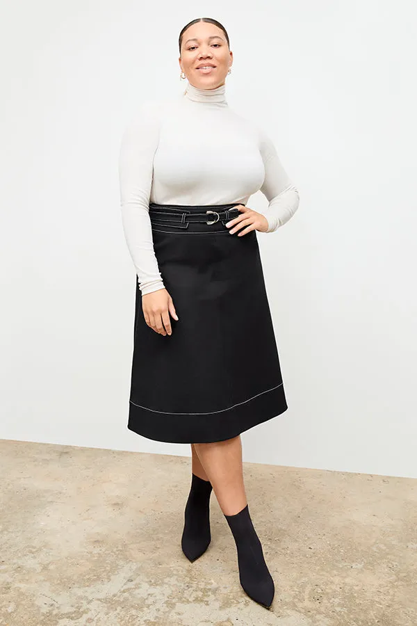 Bodhi Skirt - Contrast Stitch Eco Better Than Denim :: Black