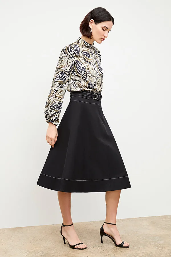 Bodhi Skirt - Contrast Stitch Eco Better Than Denim :: Black