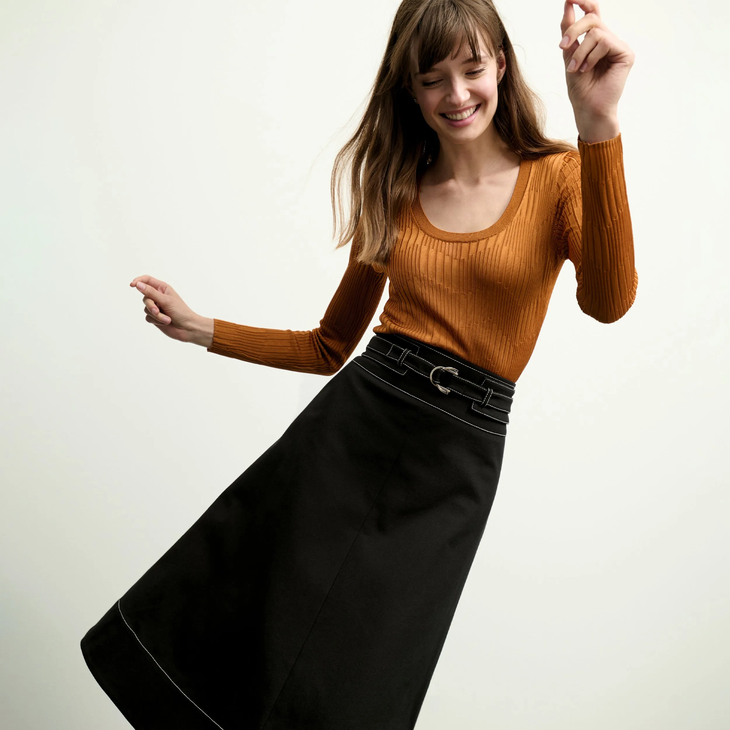 Bodhi Skirt - Contrast Stitch Eco Better Than Denim :: Black