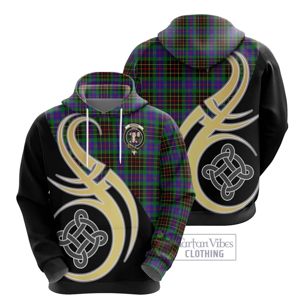 Brodie Hunting Modern Tartan Hoodie with Family Crest and Celtic Symbol Style