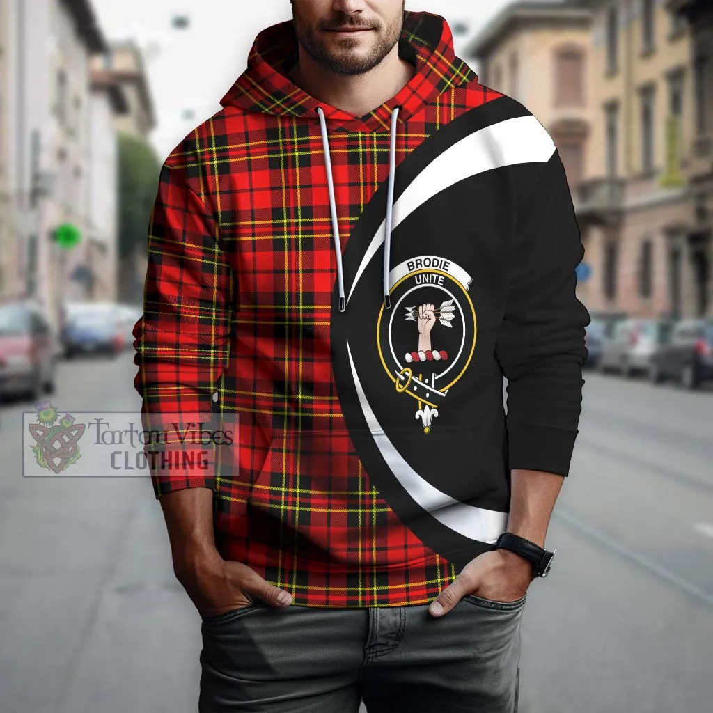 Brodie Modern Tartan Hoodie with Family Crest Circle Style