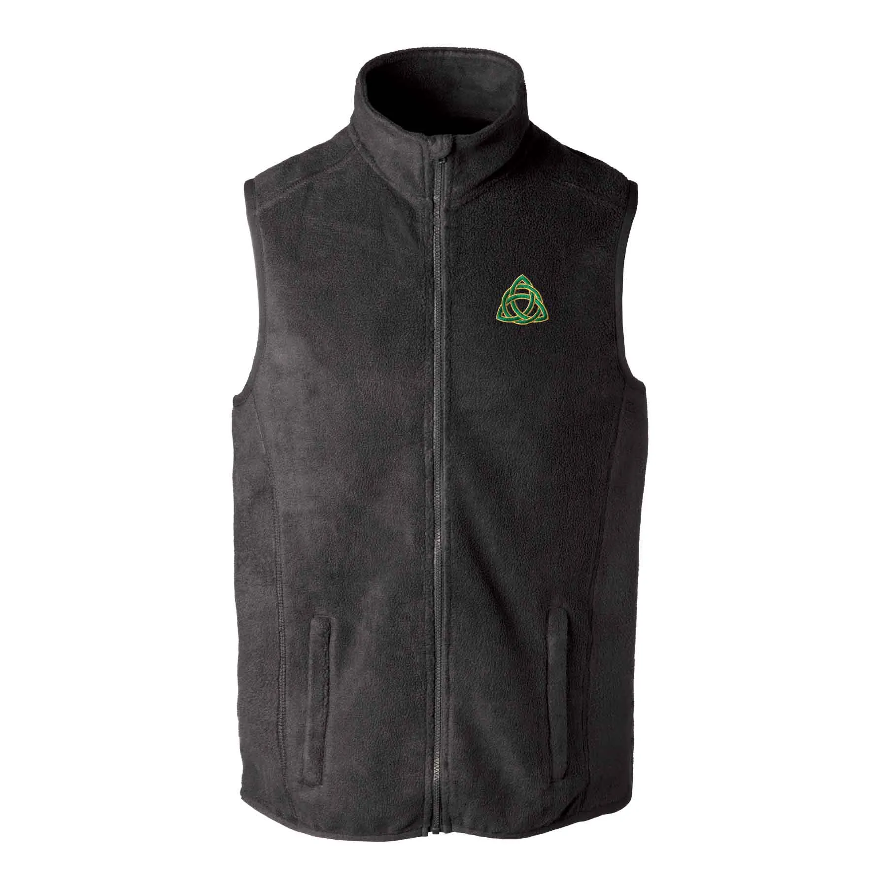 Celtic Trinity Knot Embroidered Personalized Fleece Vest- Black