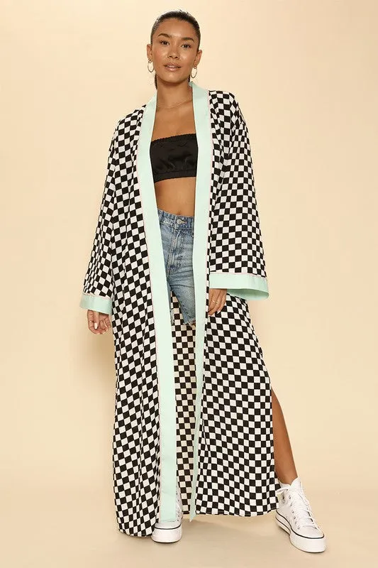 Checkered kimono