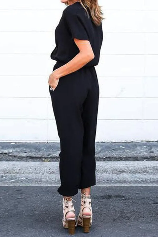 Chiffon Short Sleeve Jumpsuit