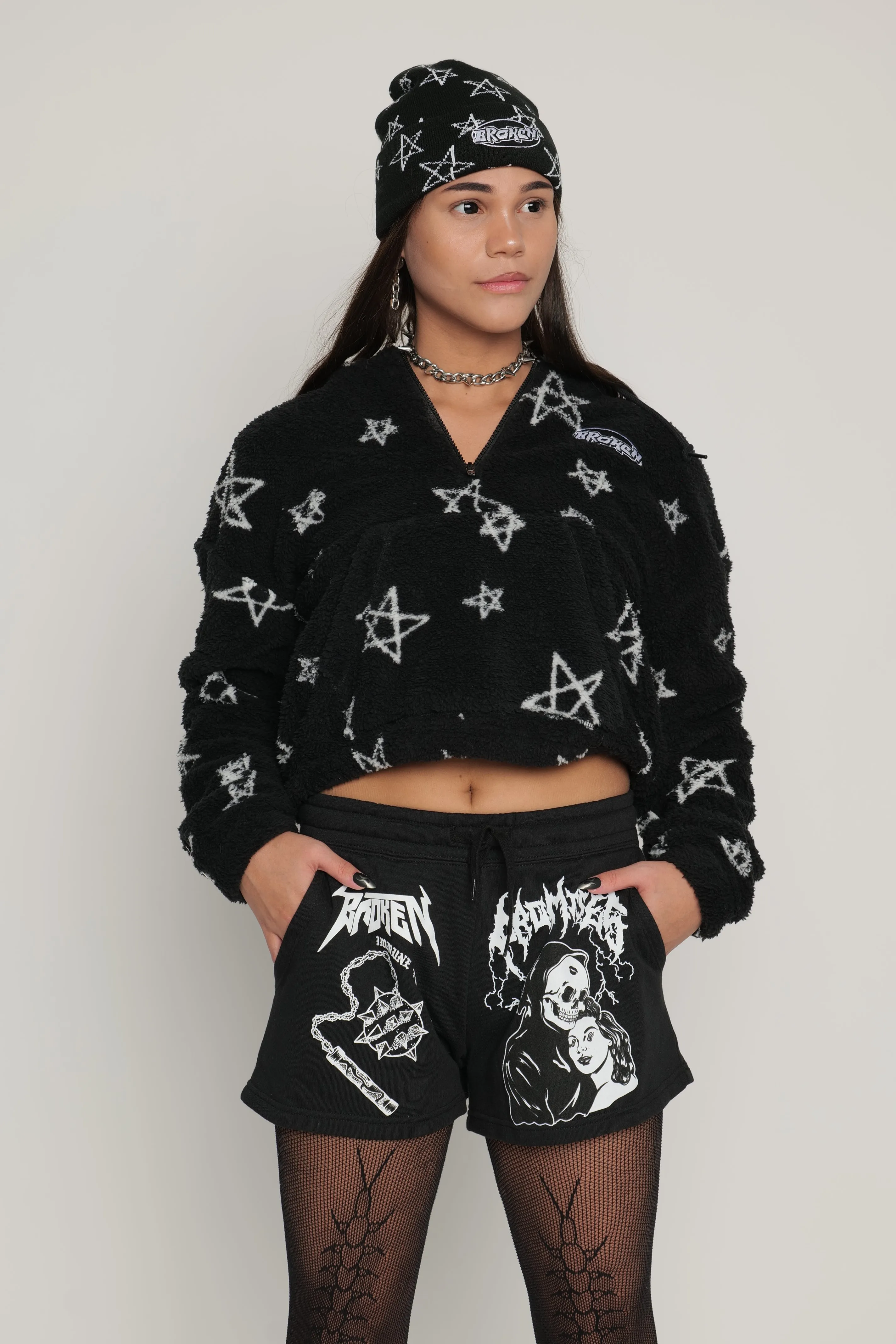 Chuck Sherpa Crop Blk/Wht