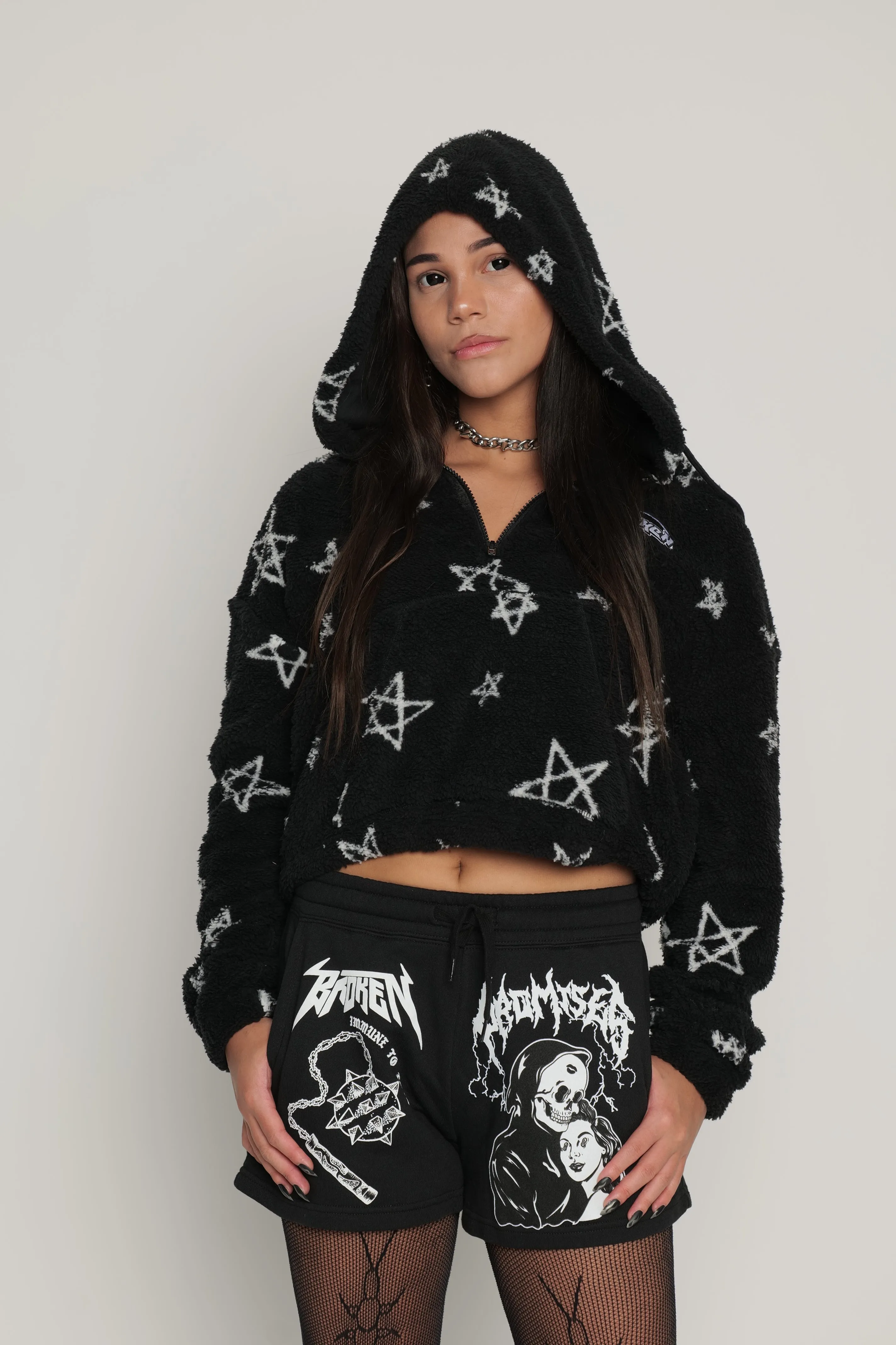 Chuck Sherpa Crop Blk/Wht