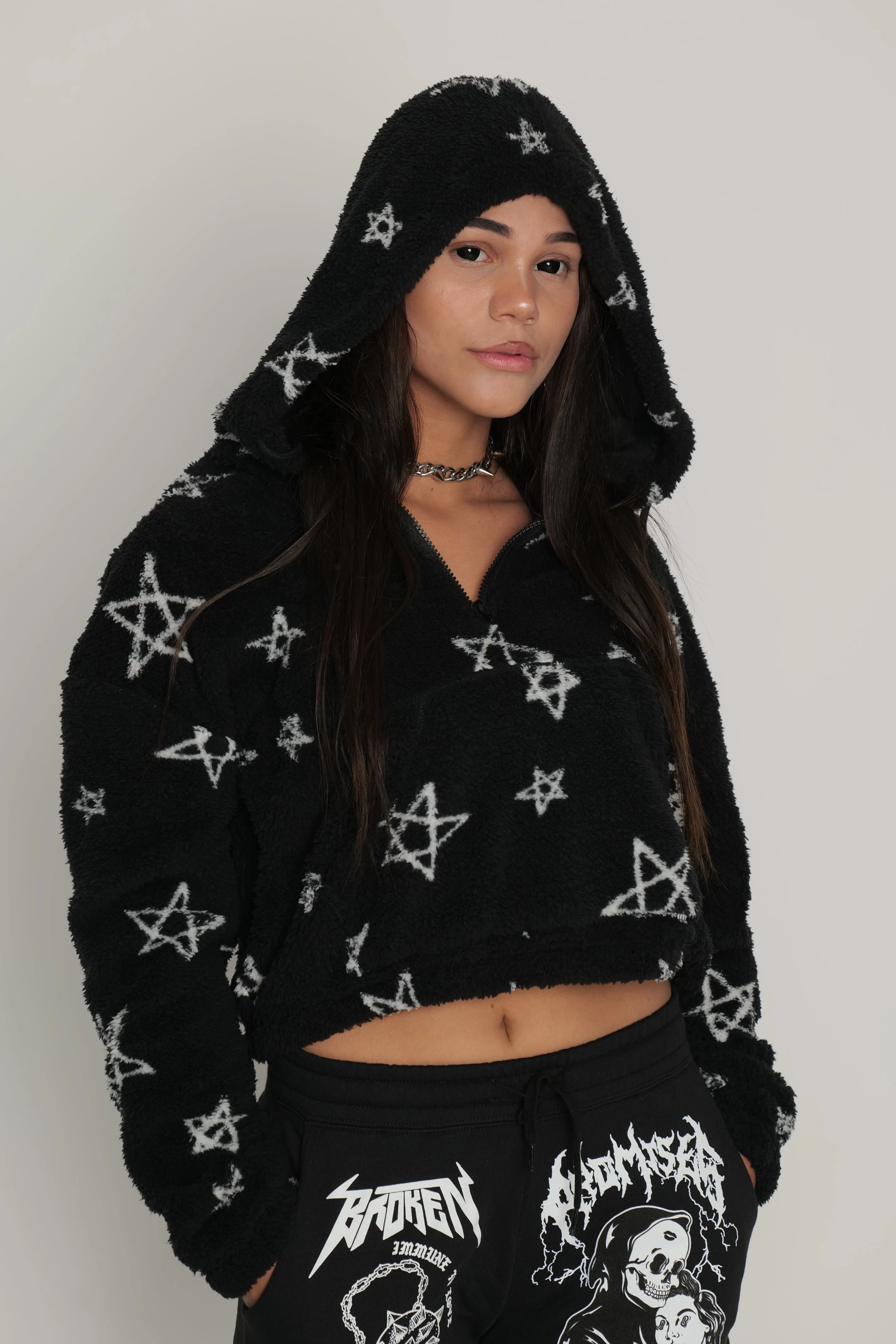 Chuck Sherpa Crop Blk/Wht