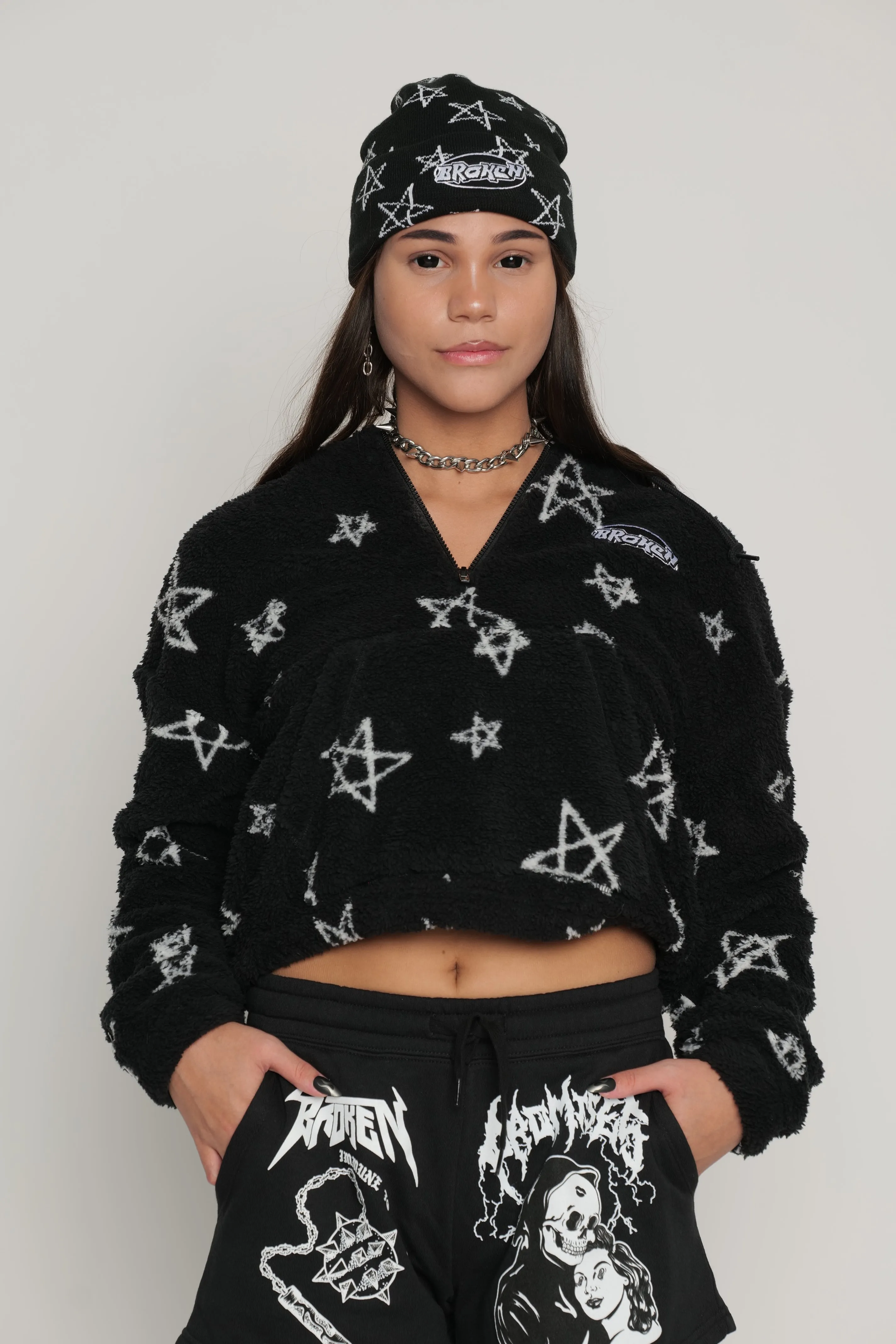 Chuck Sherpa Crop Blk/Wht