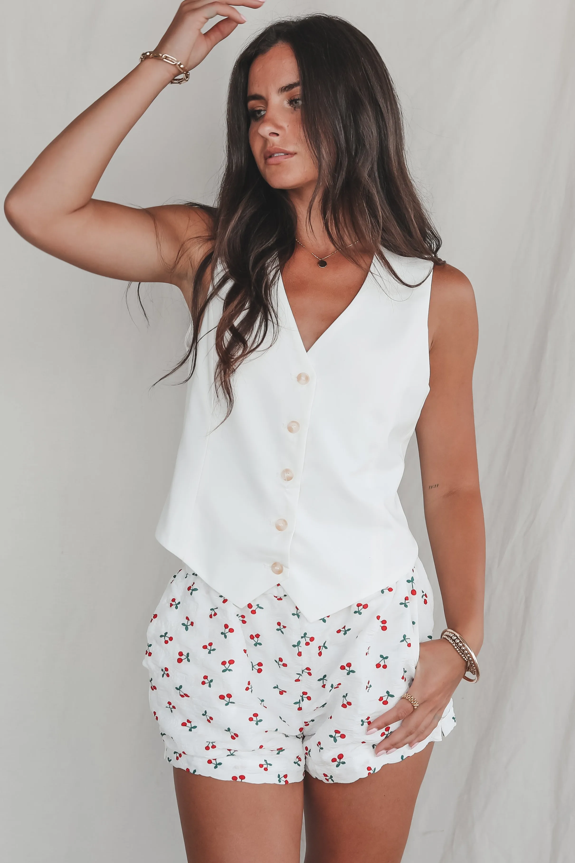 Class In Session White Button Vest