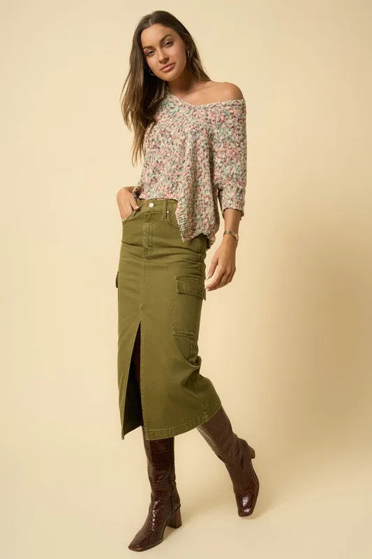 COLOR CARGO MIDI SKIRT -online exclusive