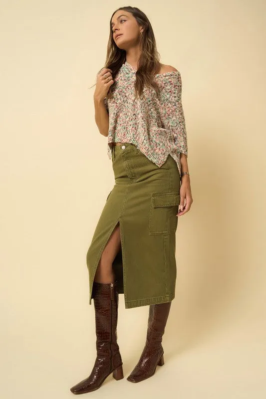 COLOR CARGO MIDI SKIRT -online exclusive