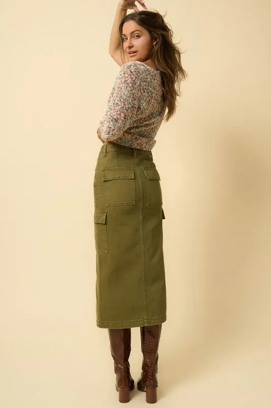 COLOR CARGO MIDI SKIRT -online exclusive