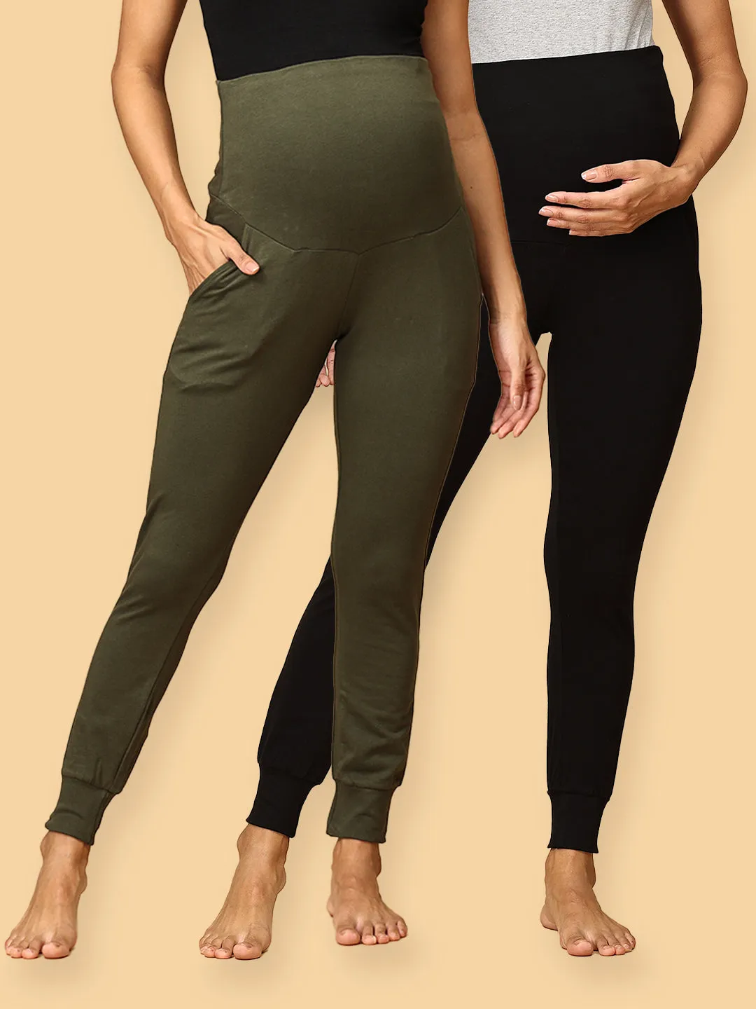 Comfy Maternity Joggers Combo of 2