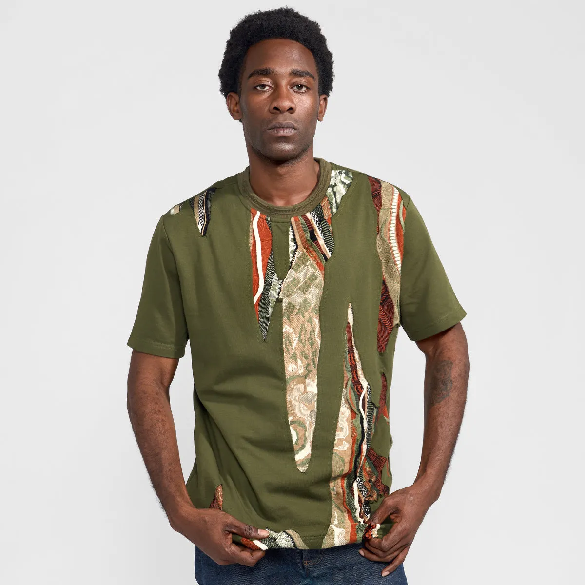 COOGI Sweater-Pieced Tee - Olive