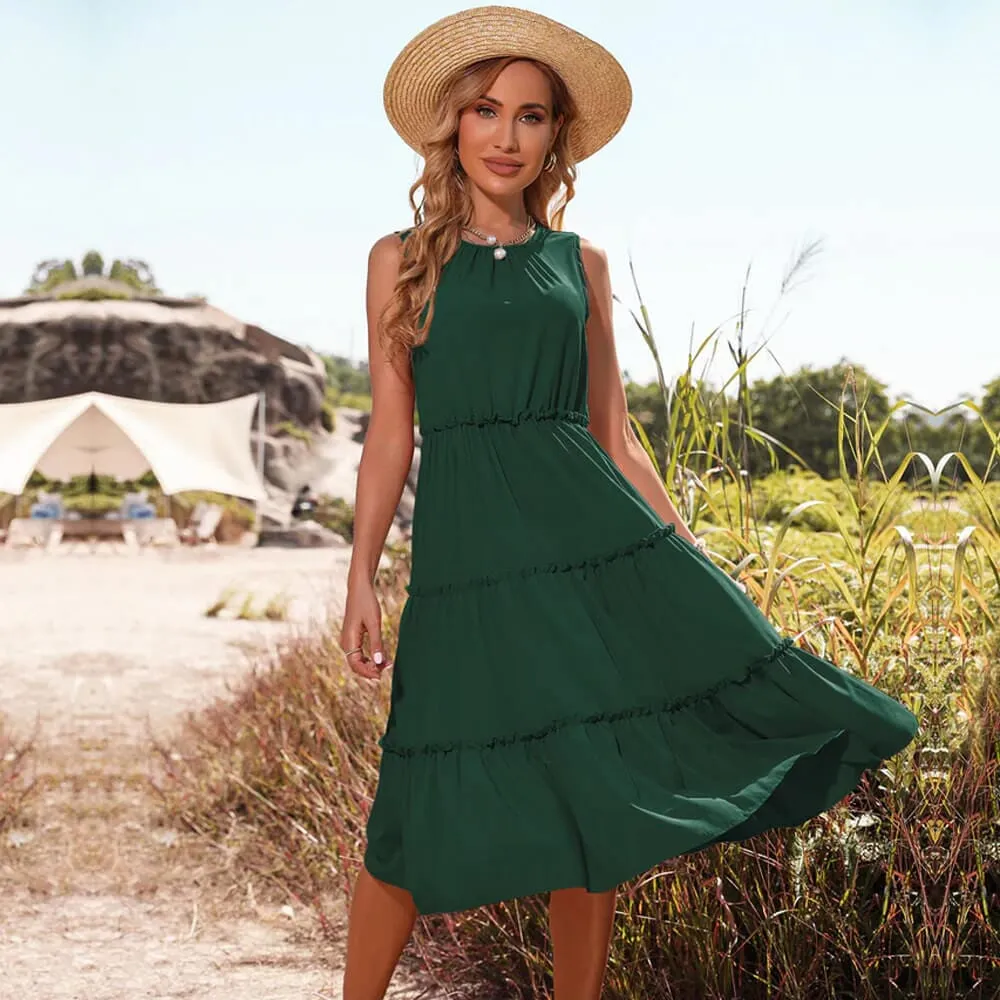 Dark Green Sleeveless Maxi Dress