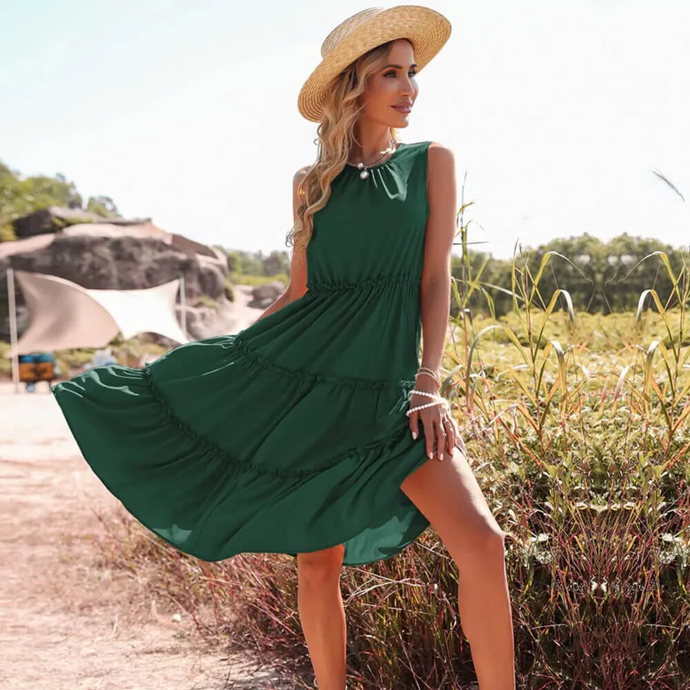 Dark Green Sleeveless Maxi Dress