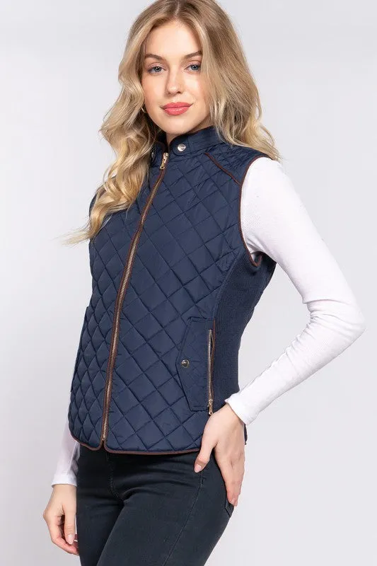 Diamond Quilted Vest - Navy