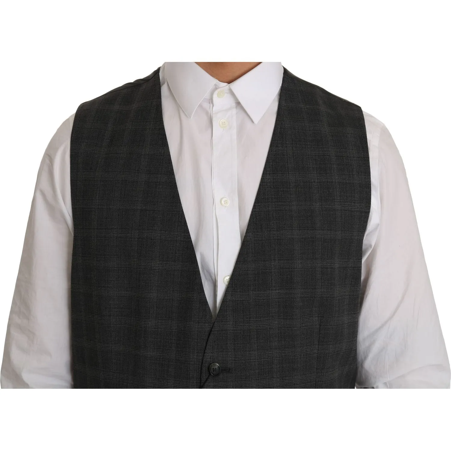 Dolce & Gabbana Elegant Checkered Wool Vest for the Urbane Man