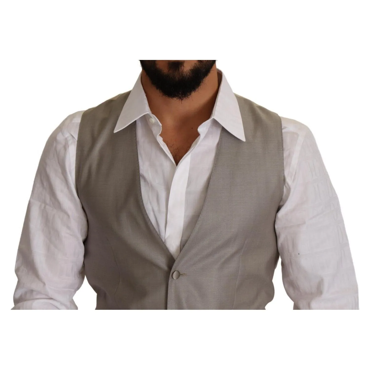 Dolce & Gabbana Elegant Single Breasted Dress Vest in Beige