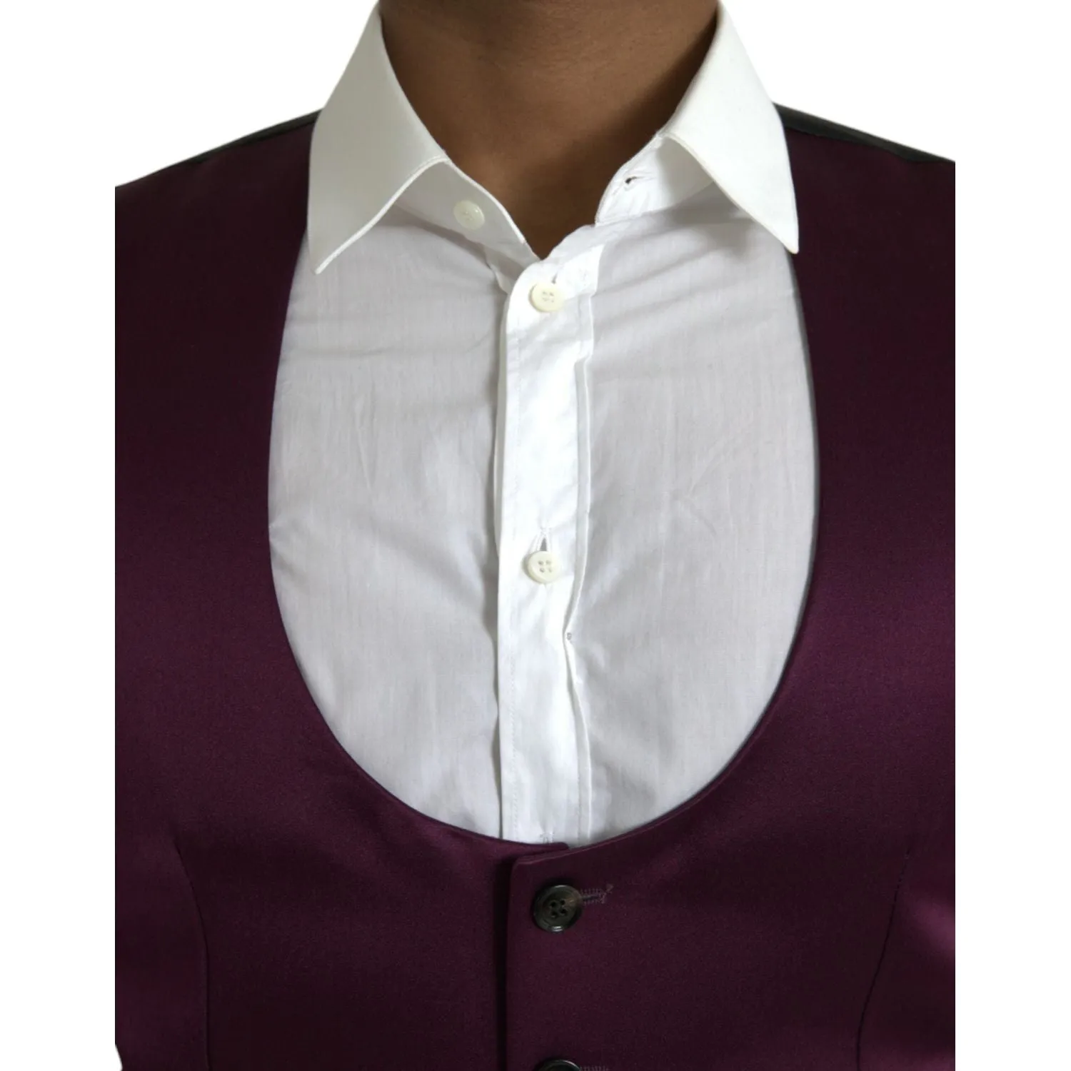 Dolce & Gabbana Maroon Satin Silk Waistcoat Dress Formal Vest