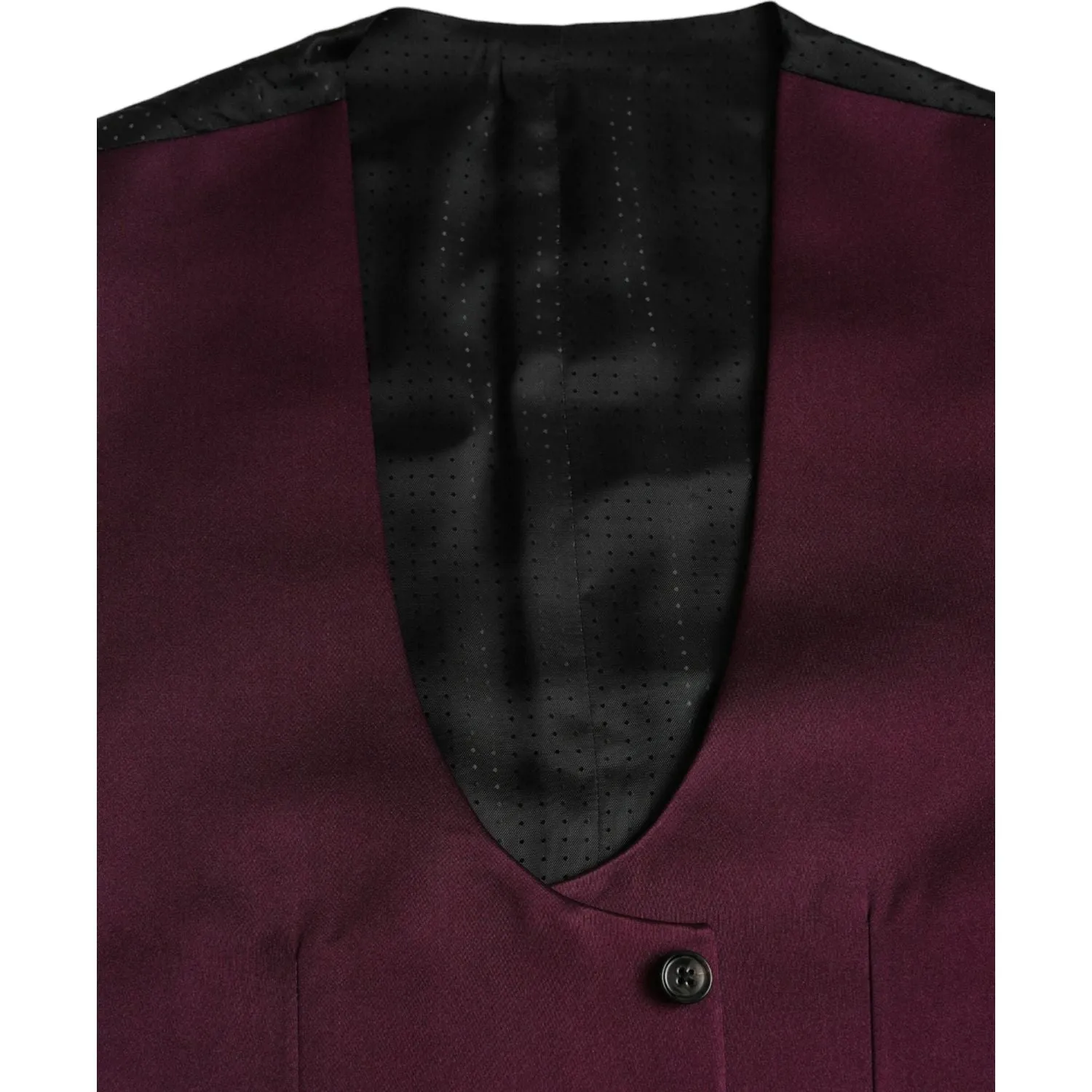 Dolce & Gabbana Maroon Satin Silk Waistcoat Dress Formal Vest