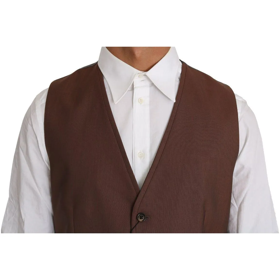 Dolce & Gabbana Sleek Bronze & Gray Formal Vest Slim Fit