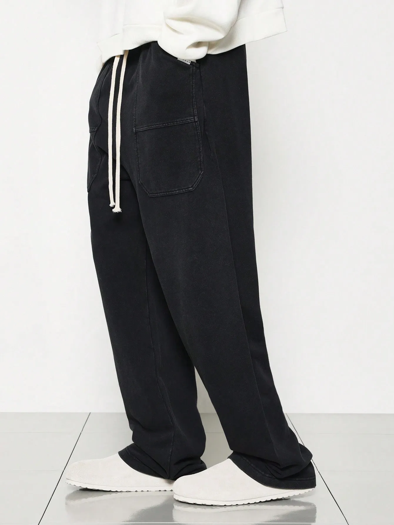 Drop Crotch Washed Joggers With Exposed Pockets