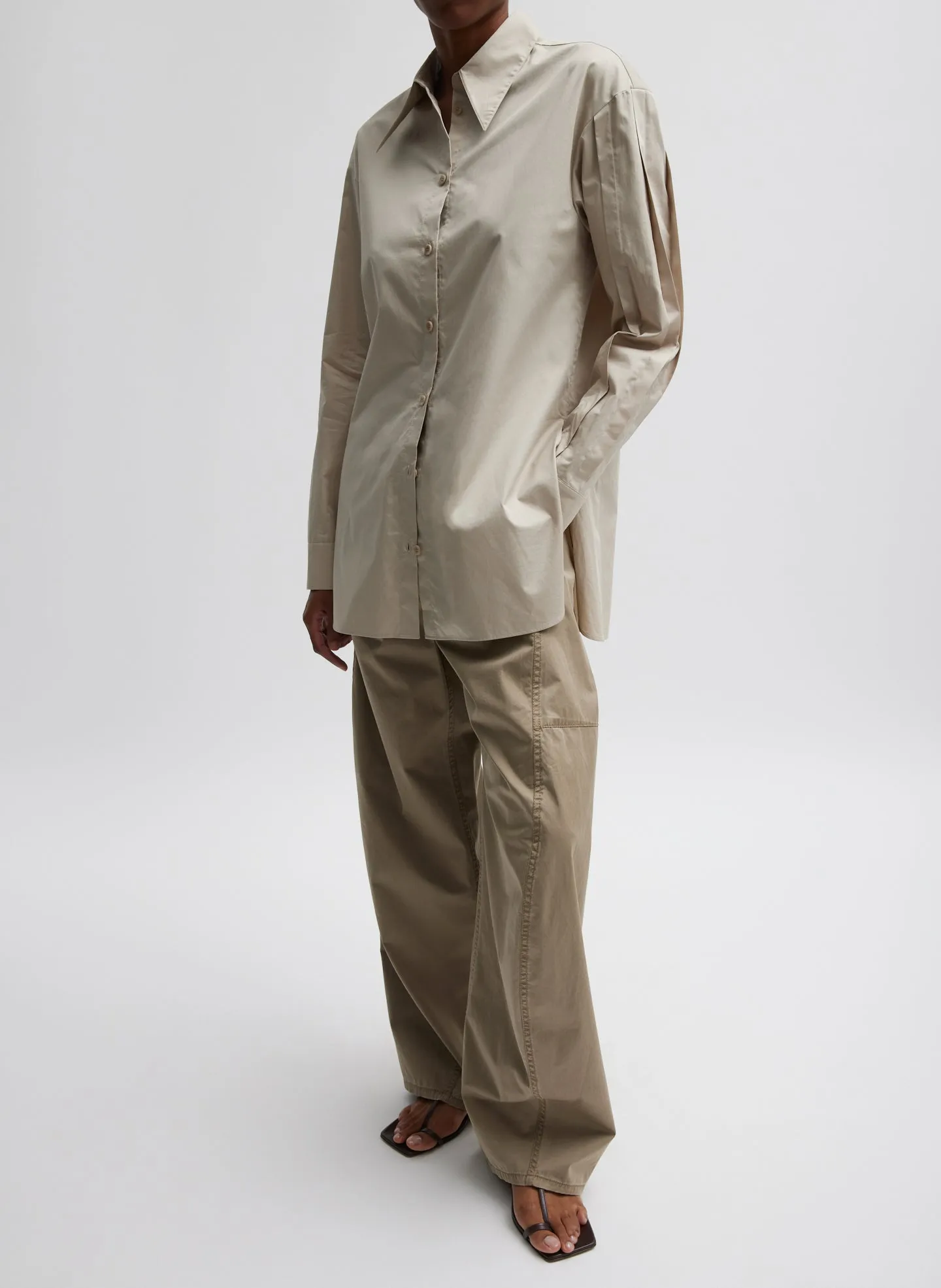 Eco Poplin Shirt With Tucked Sleeve