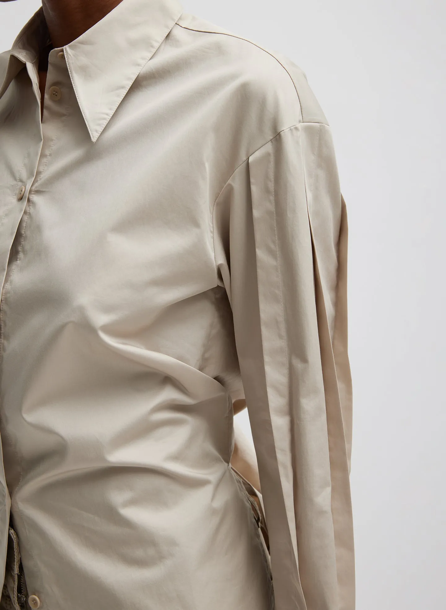 Eco Poplin Shirt With Tucked Sleeve