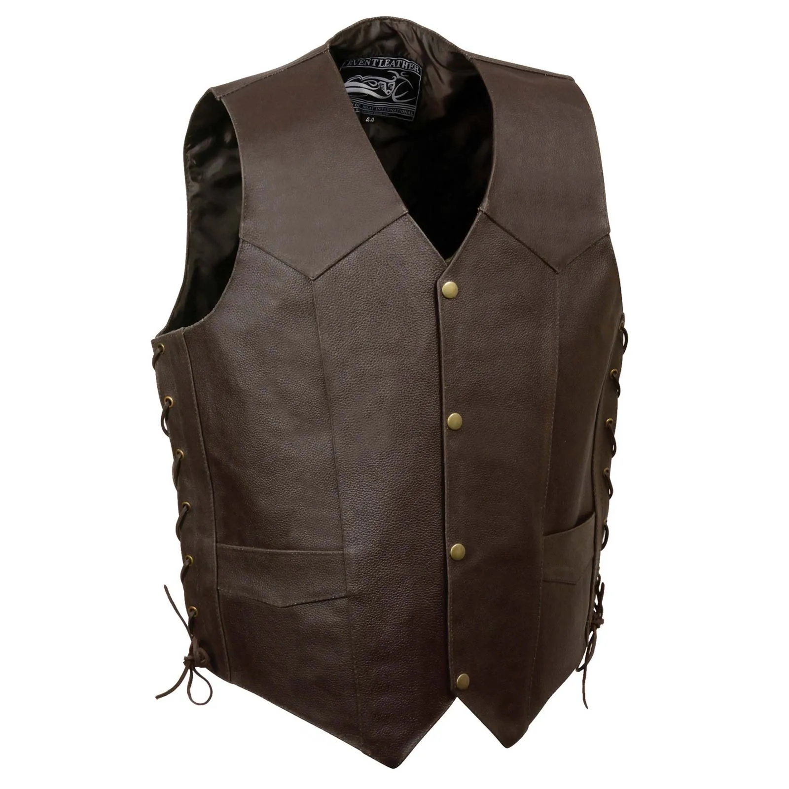 Event Leather ELM3905 'Mayhem' Men's Brown Leather Side Lace Vest with