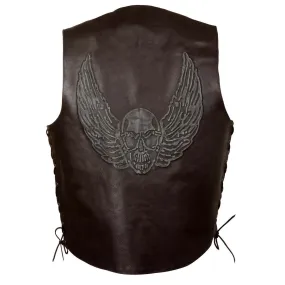 Event Leather ELM3905 'Mayhem' Men's Brown Leather Side Lace Vest with