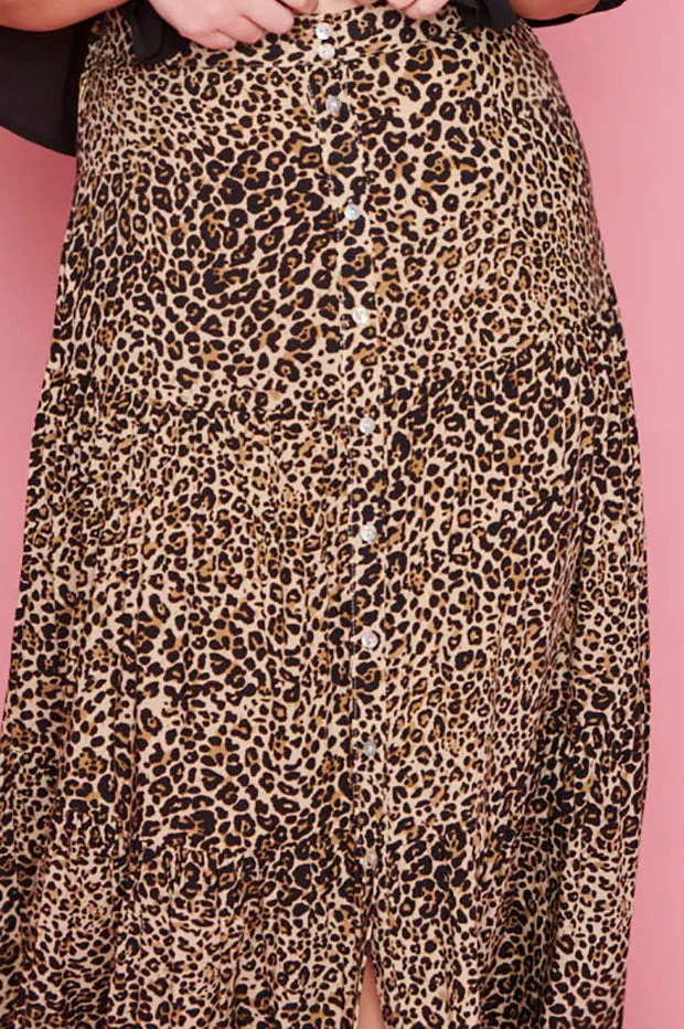 First Thing Leopard Print Skirt