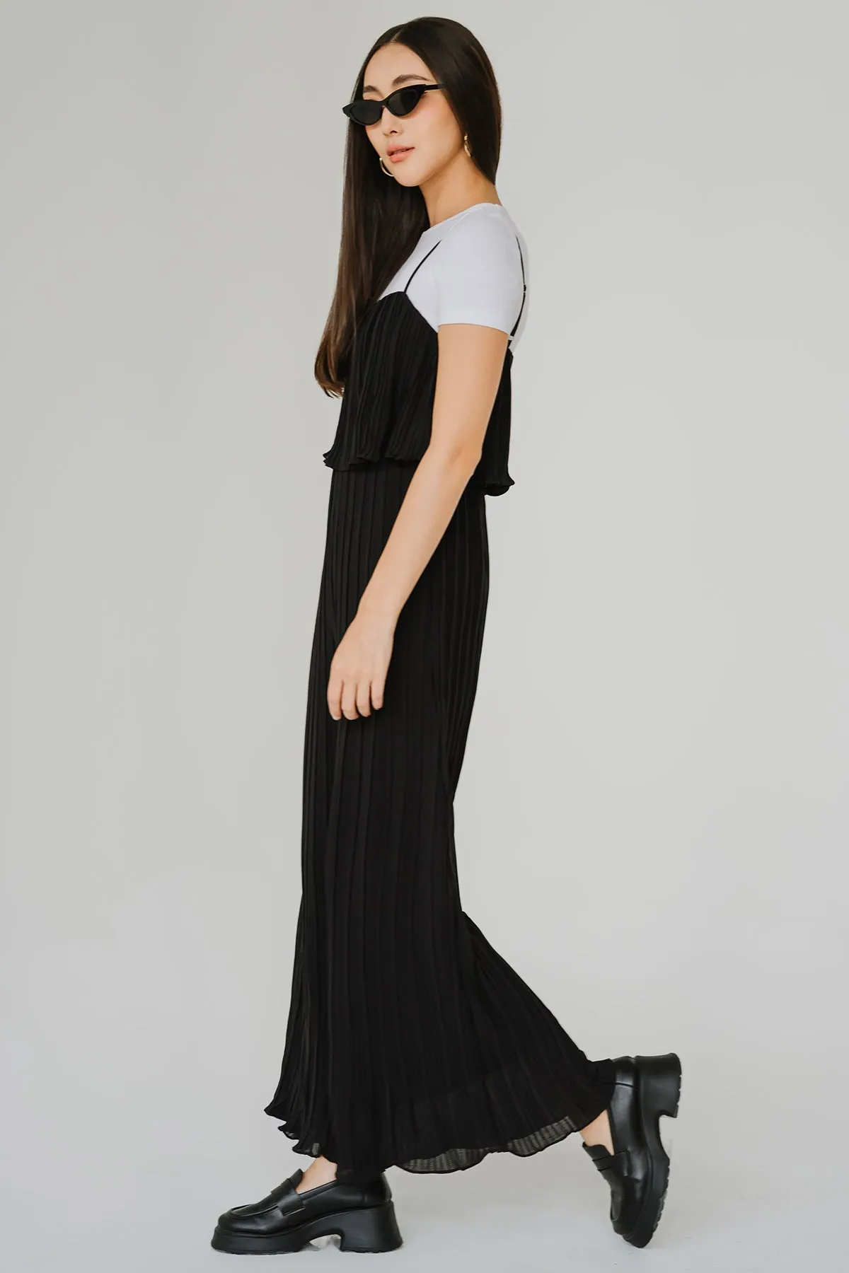 Flair Pleat Jumpsuit (Black)