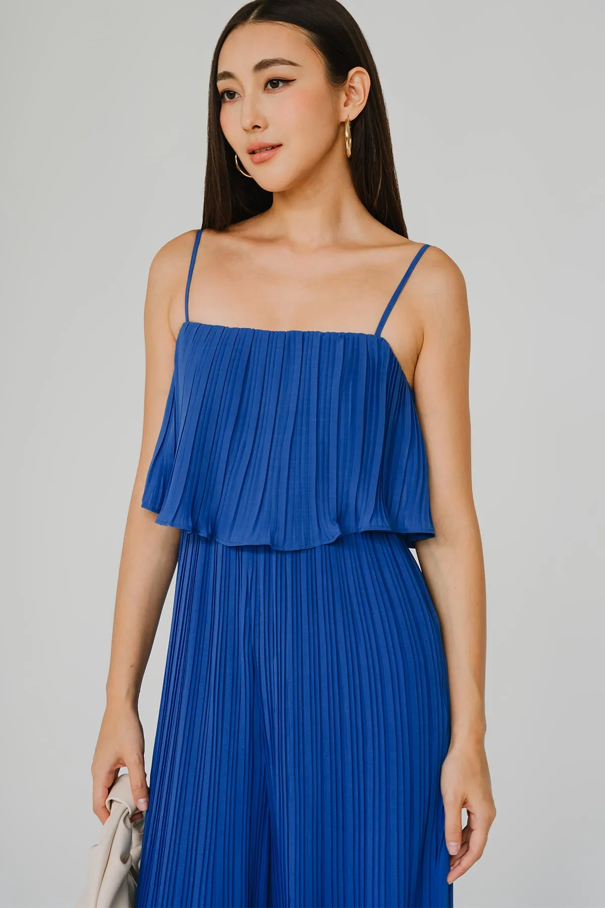 Flair Pleat Jumpsuit (Cobalt)