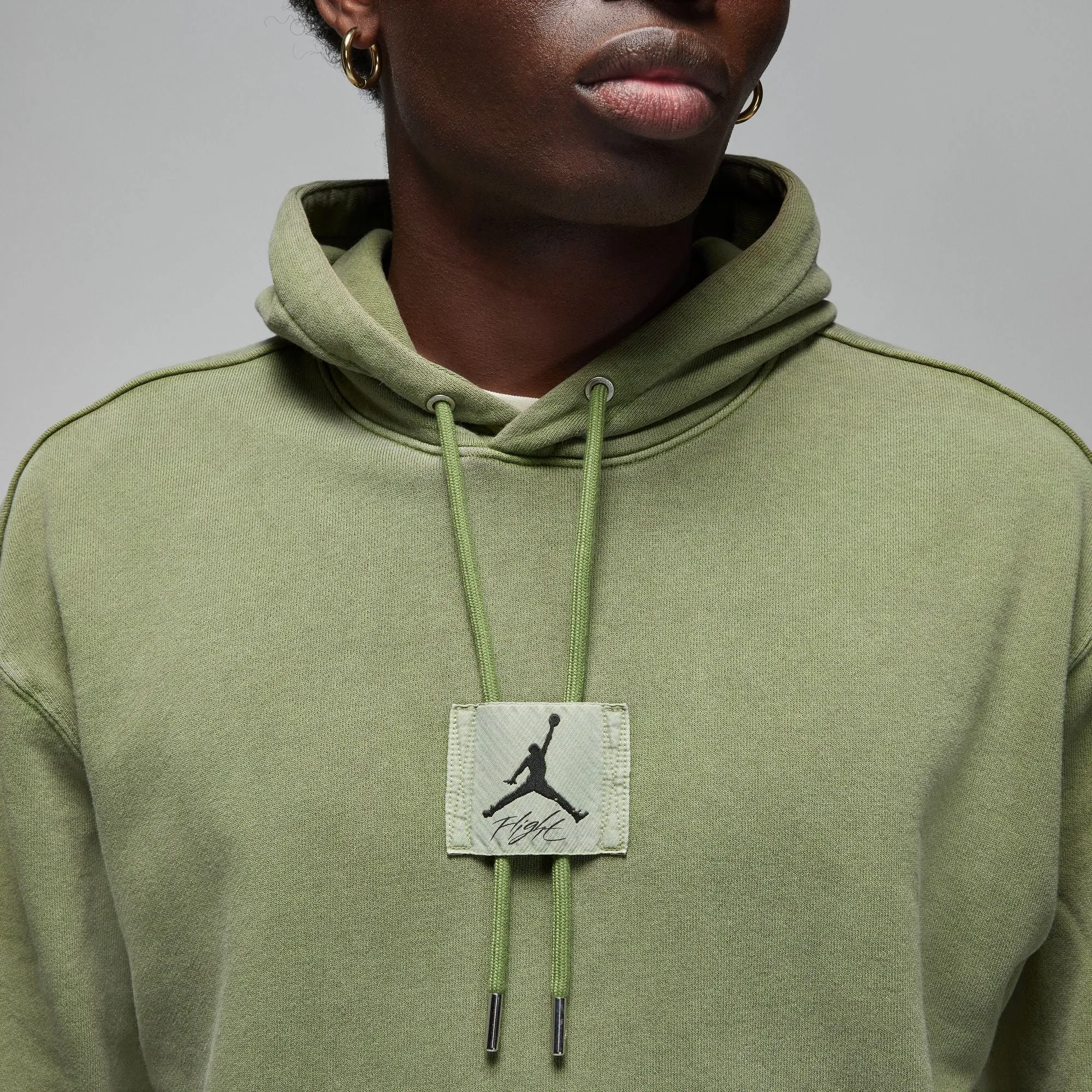 FLEECE WASHED PULLOVER HOODIE "SKY J LT OLIVE"