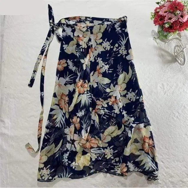 Floral Chiffon Wrap Maxi Skirt