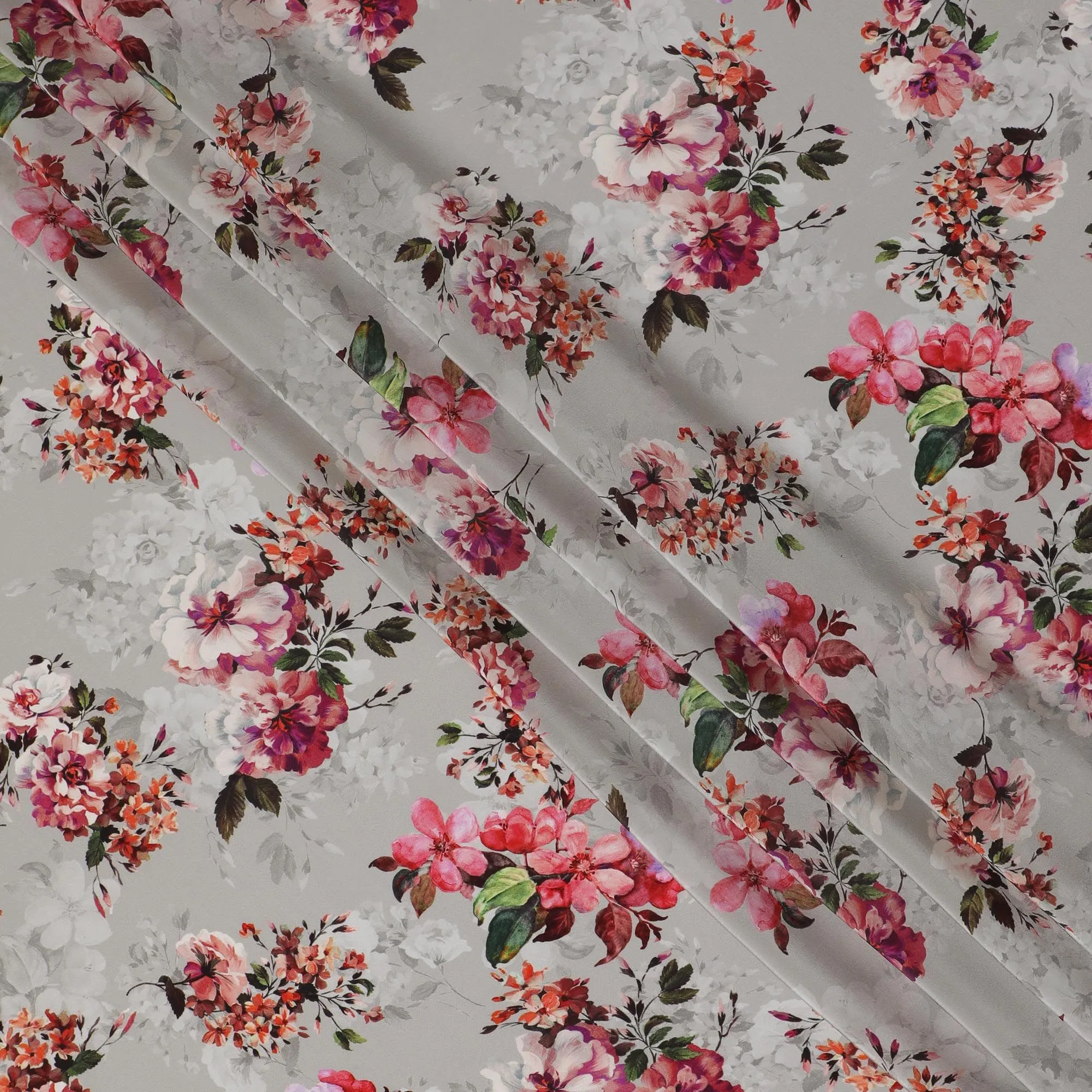 Floral Harmony Viscose Fabric - Digital Print, Elegant Design, Crafted in India, 110cm Wide-D18725