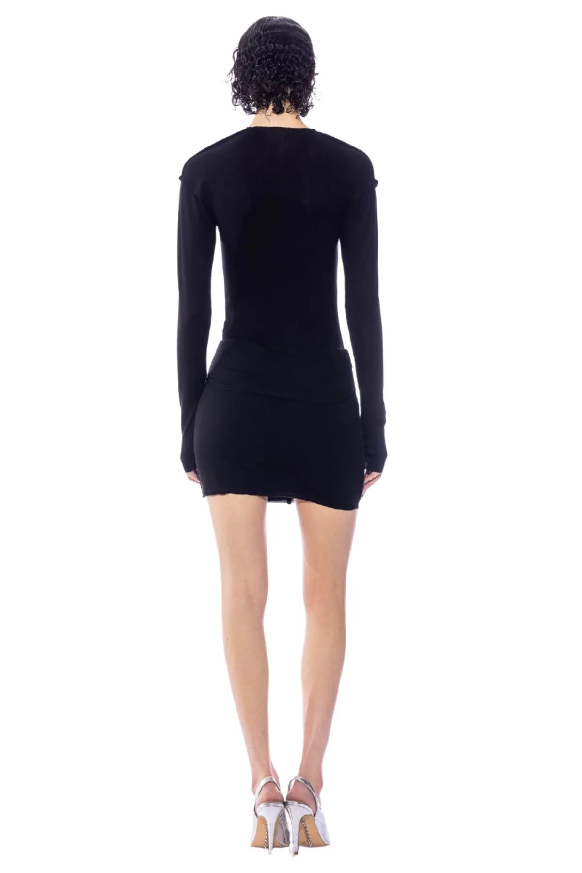 FOLD OVER MINI SKIRT IN BLACK RIB