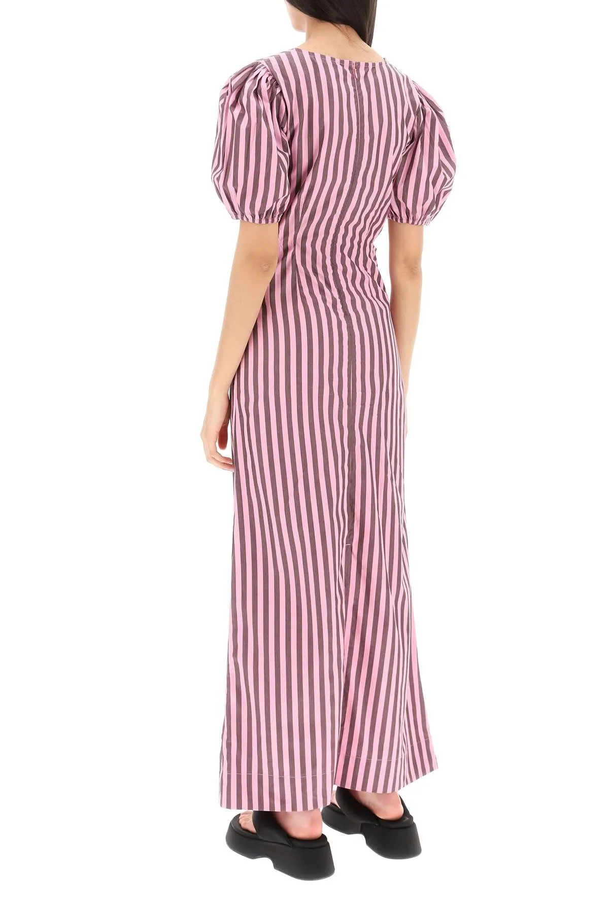 Ganni striped maxi dress with cut-outs