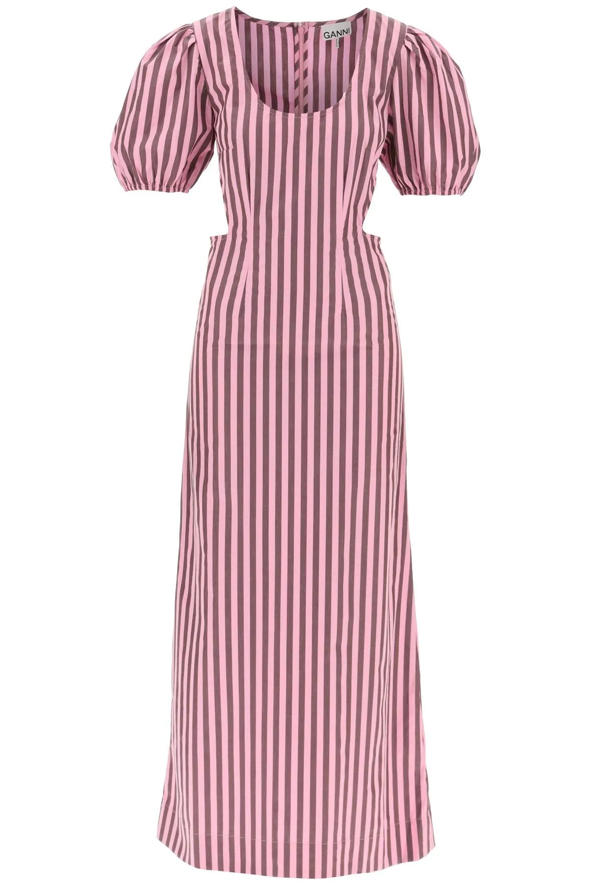 Ganni striped maxi dress with cut-outs