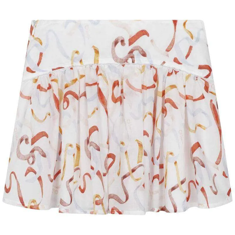 Girls Ivory Cotton Ribbon Skirt