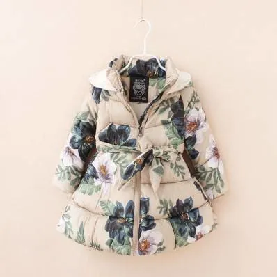 Girl's Winter Floral Printed Jackets