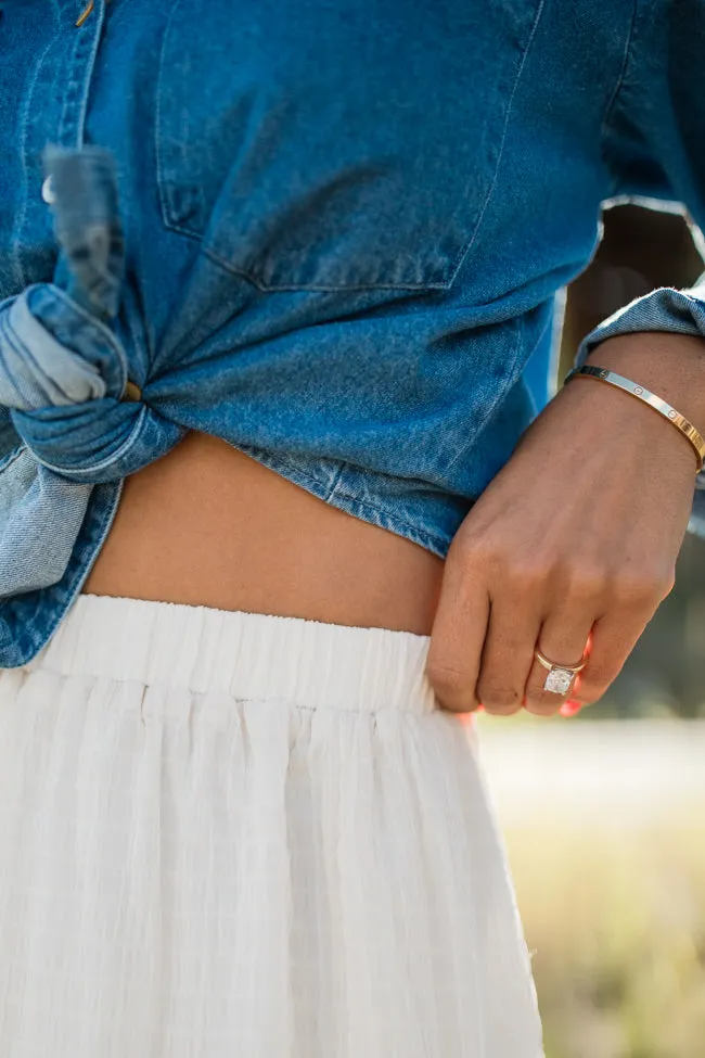 Going Nowhere Fast Cream Textured Maxi Skirt