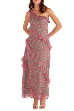 Grace One Shoulder Maxi Dress - Carnation Ditzy