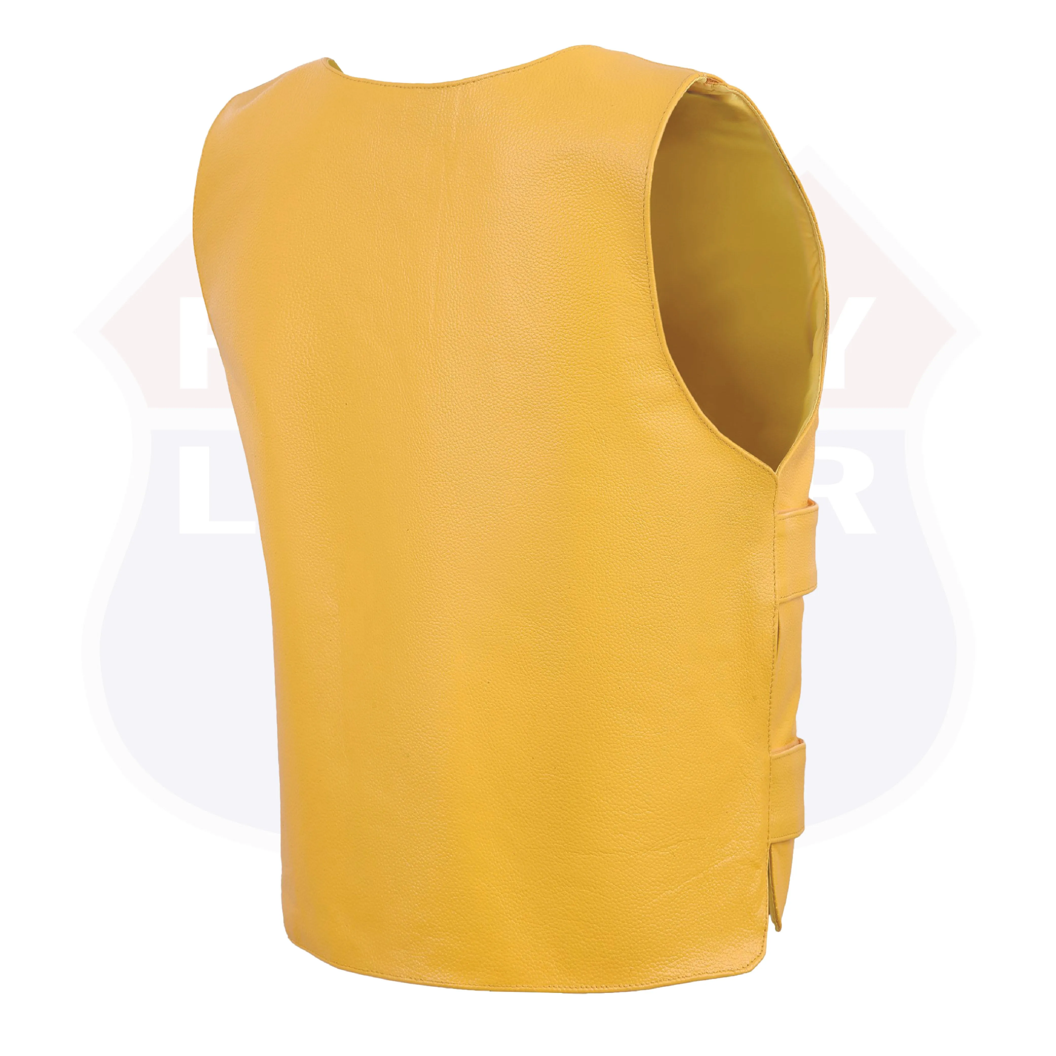 HL14945YELLOW Women Yellow bullet proof style leather vest- for biker club