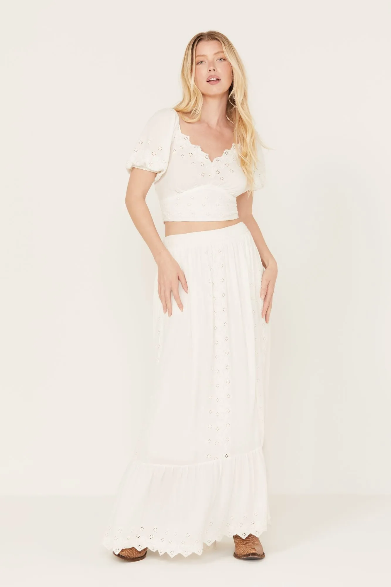 Holly Eyelet Maxi Skirt