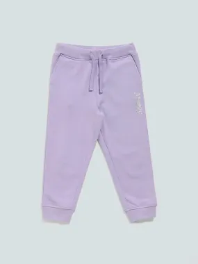 HOP Kids Lilac Plain Ribbed Joggers