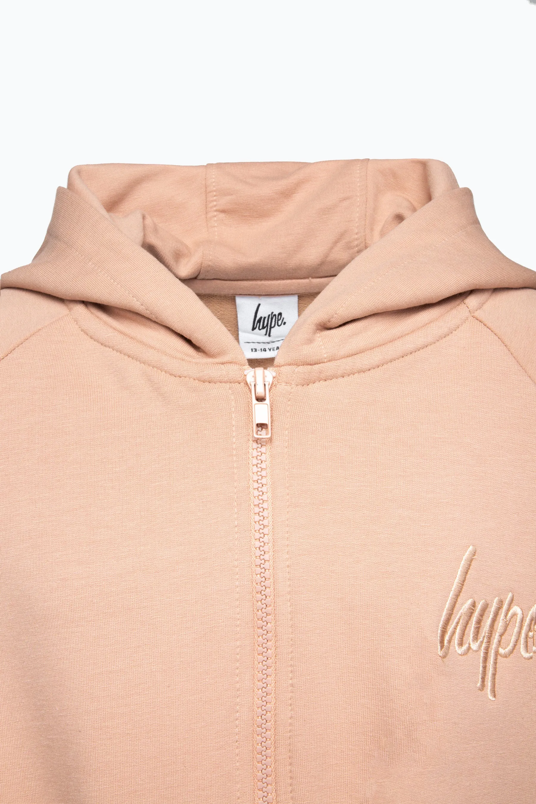 Hype Girls Pink Script Zip Through Hoodie